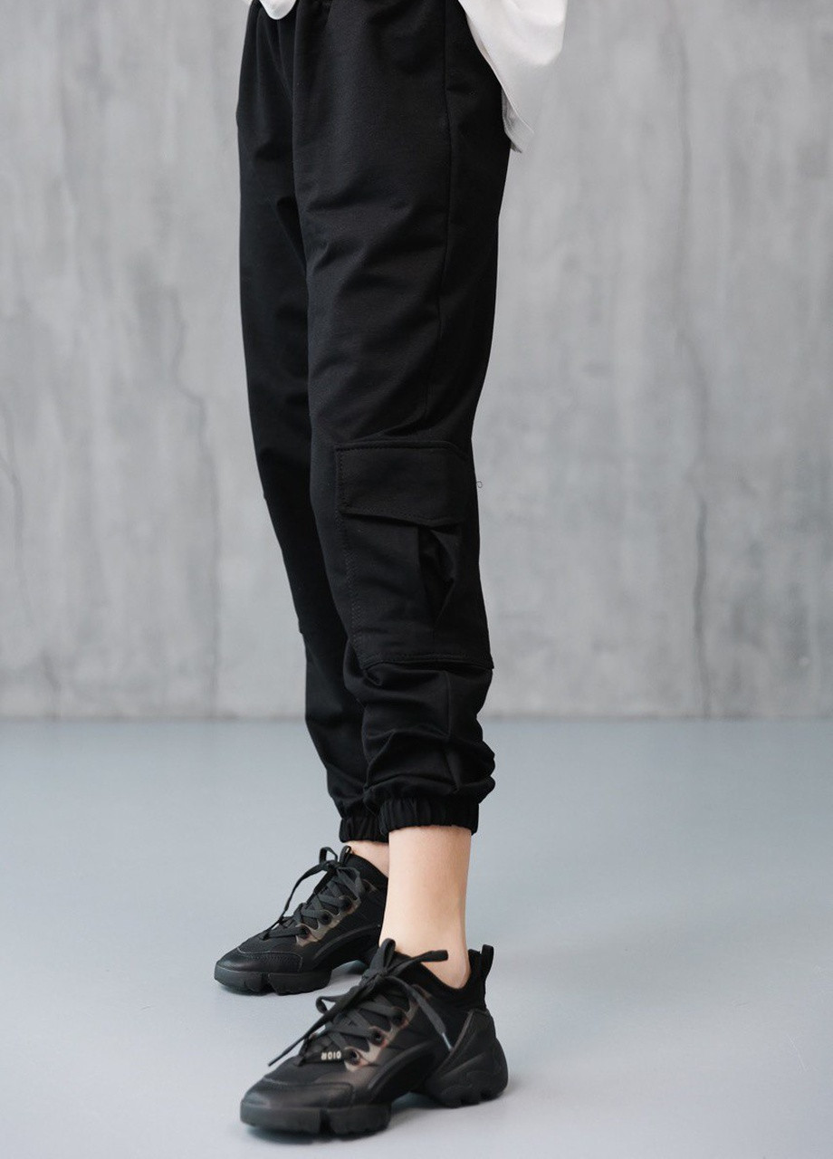 Джогери карго з бічними кишенями для дівчинки чорні 126972 No Brand (258958460)