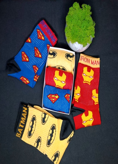 Подарунковий набір шкарпеток «Супергерої» 3 пари No Brand (267809704)