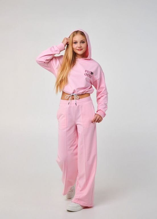 Розовый детский костюм (свитшот+брюки) | 95% хлопок | демисезон |146, 152, 158, 164 | современный и стильный розовый Smil