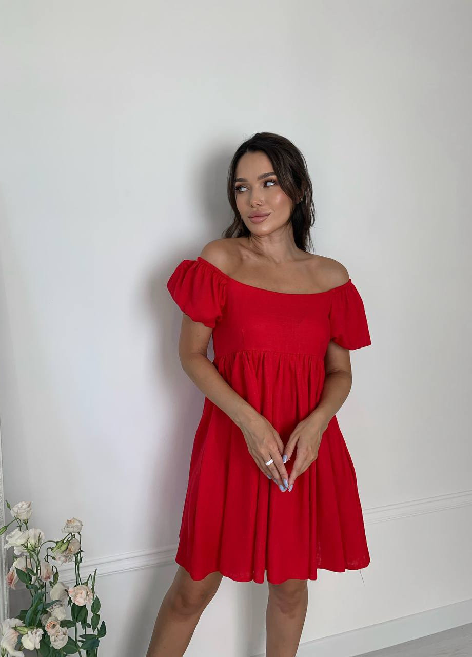Червона жіноча сукня льон No Brand