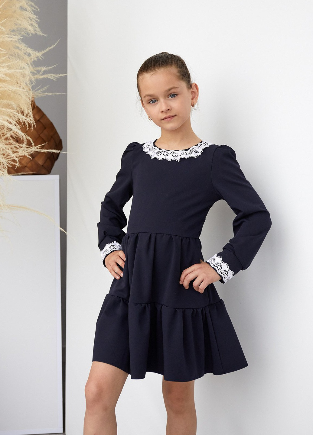 Школьное платье с длинным рукавом для девочки No Brand (259874722)