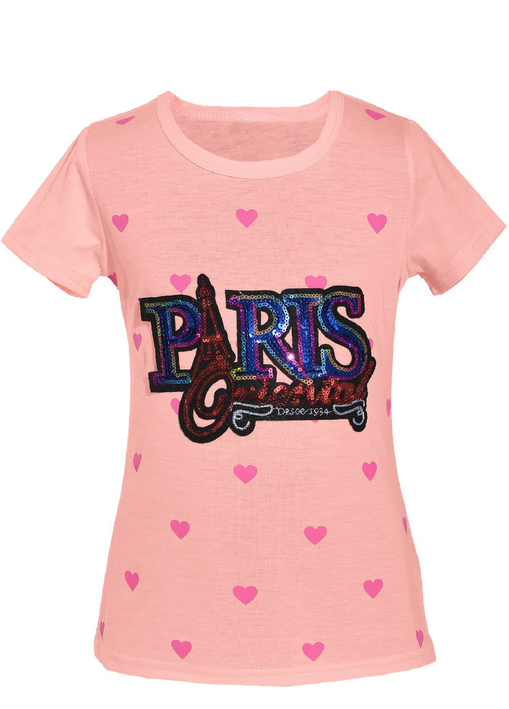 Бежевая футболки футболка на дівчаток (париж) Lemanta