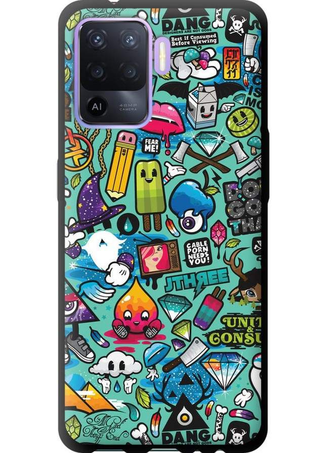TPU чохол 'Стікер бомбінг 1' для Endorphone Oppo Reno5 Lite (257804692)