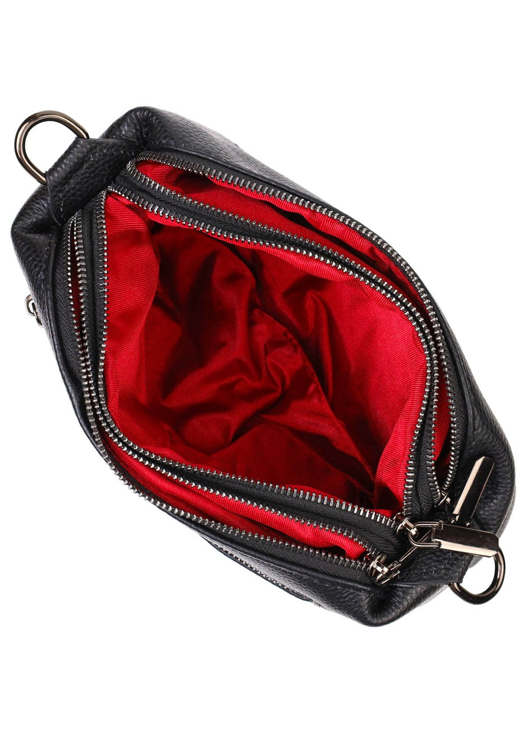 Удобная сумка на три отделения из натуральной кожи 22094 Черная Vintage (260360819)