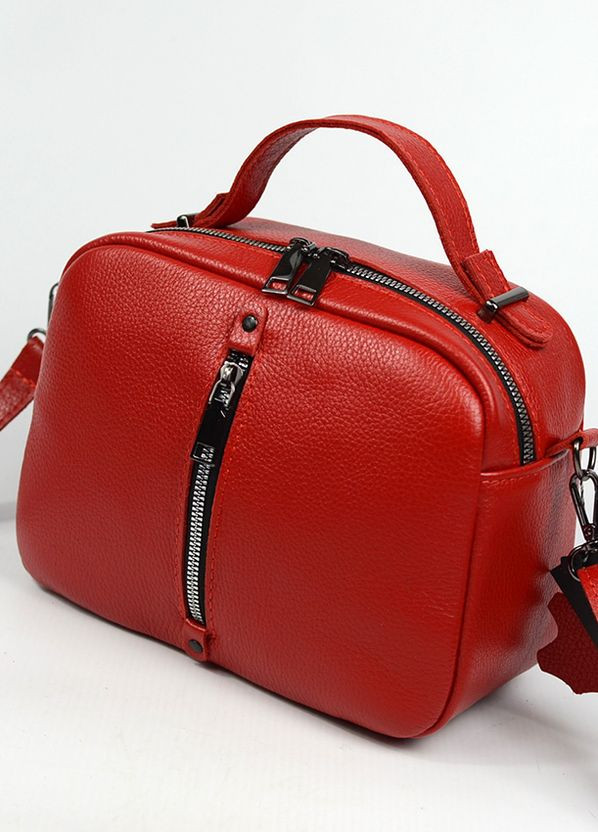 Красная кожаная женская сумочка кросс боди на плечо Serebro (274534466)