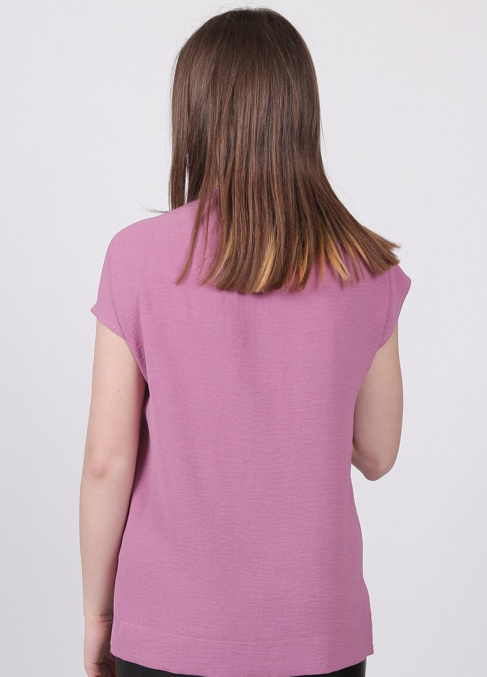 Розово-лиловая блузка женская 0071 однотонный жатка розово-сиреневая Актуаль