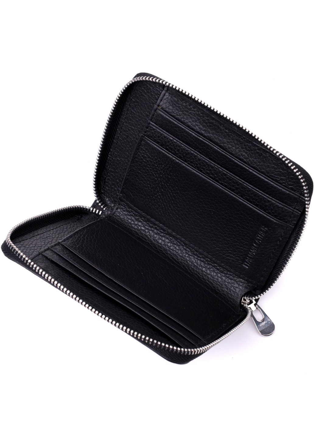 Кожаный кошелек для женщин на молнии с тисненым логотипом производителя 19489 Черный st leather (277980470)
