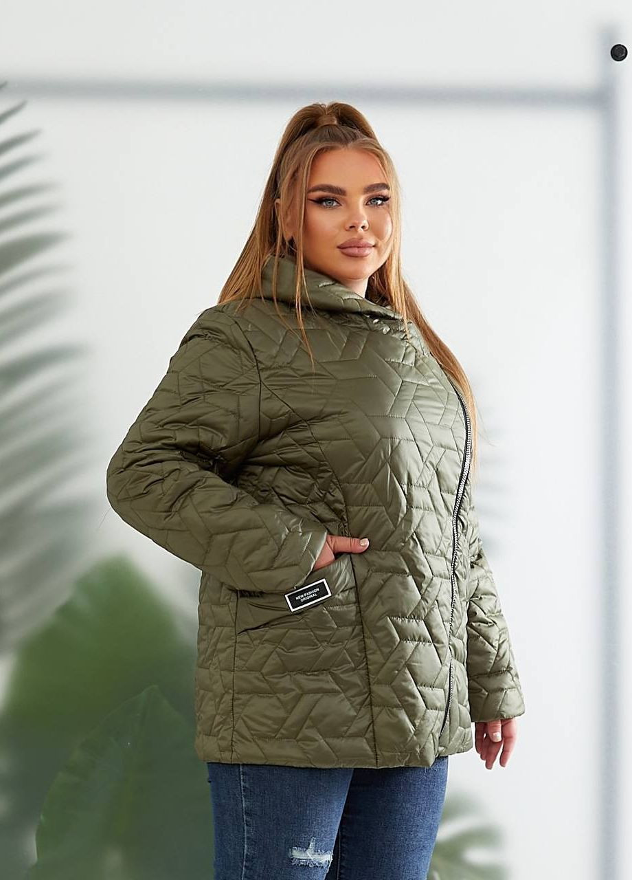 Оливкова (хакі) жіноча демісезонна куртка колір хакі р.48/50 440491 New Trend
