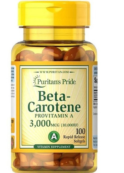 Puritan's Pride Beta-Carotene 10.000 IU 100 Softgels Puritans Pride (256724609)