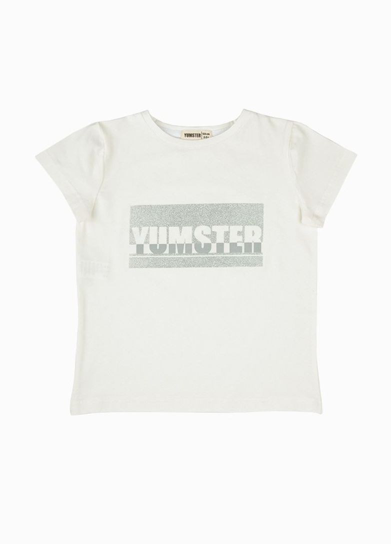 Молочная летняя футболка молочного цвета с принтом Yumster