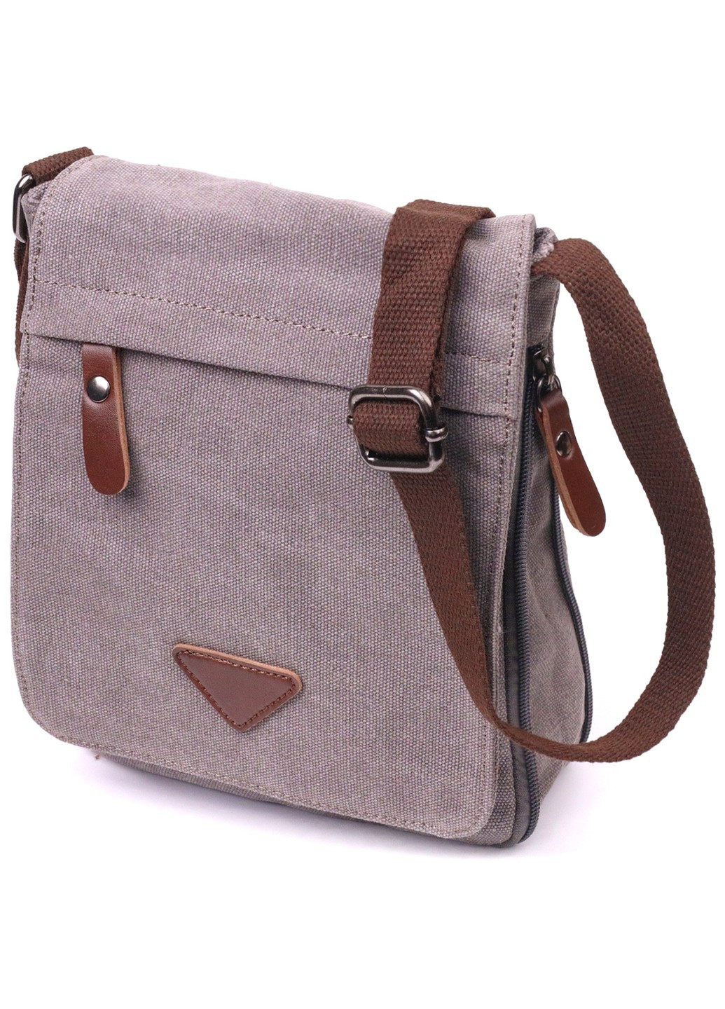 Практична вертикальна чоловіча сумка з текстилю 21266 Сіра Vintage (258267895)