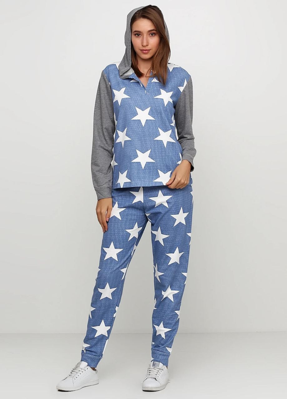 Голубая всесезон пижама (толстовка, брюки) свитшот + брюки Radda