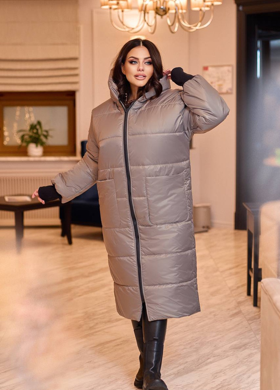 Бежевая женская зимняя теплая куртка бежевого цвета р.50/52 377575 New Trend