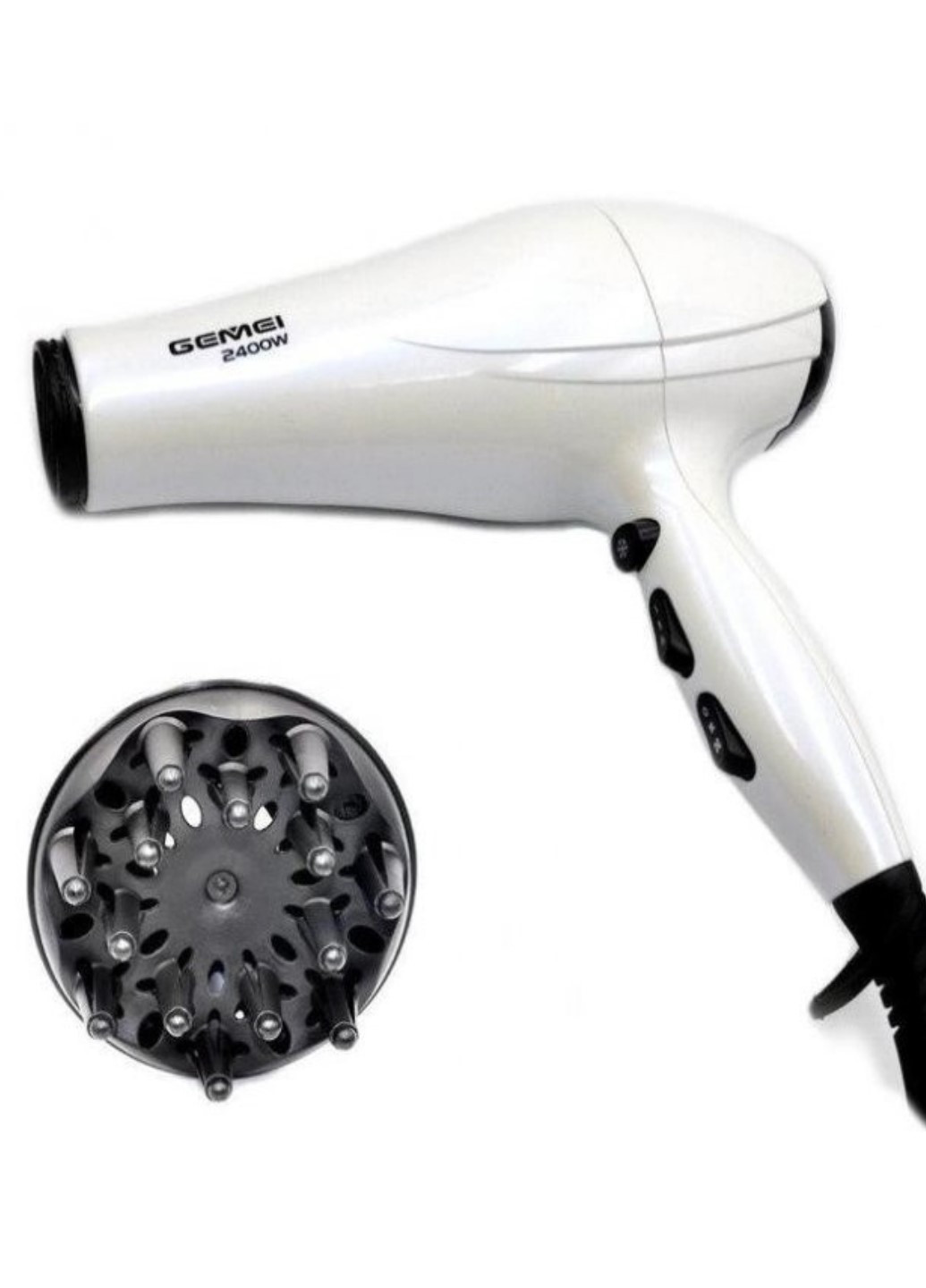 Профессиональный фен для волос с диффузором GM-105 2400 Вт Белый Gemei (258996075)