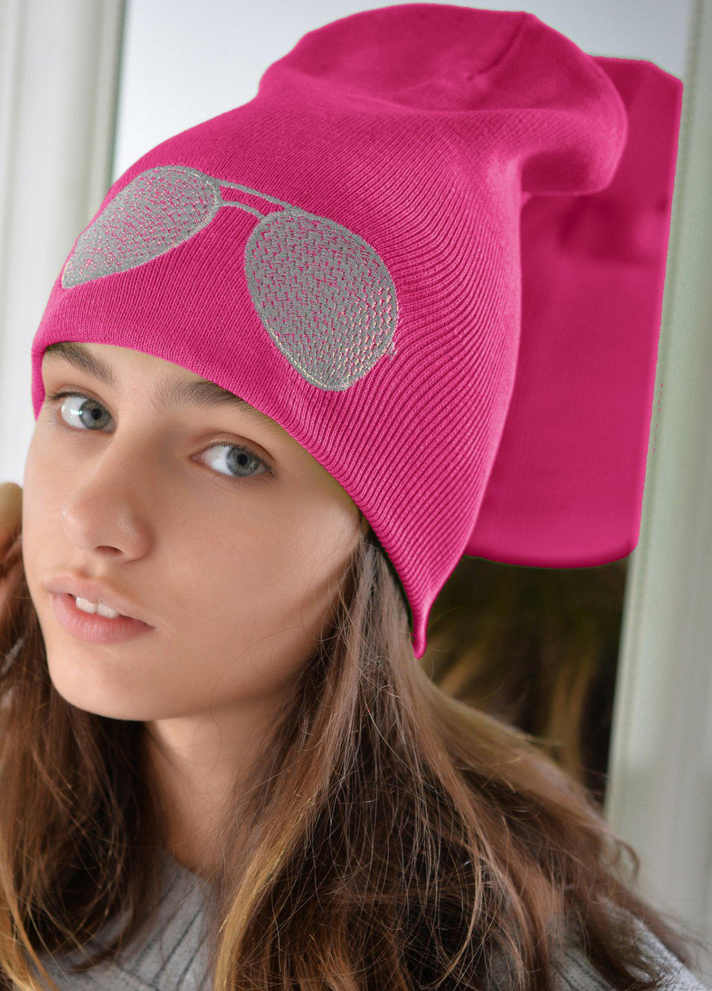 Шапки Шапка для дівчаток малинова (очки серебро) Lemanta (259482069)