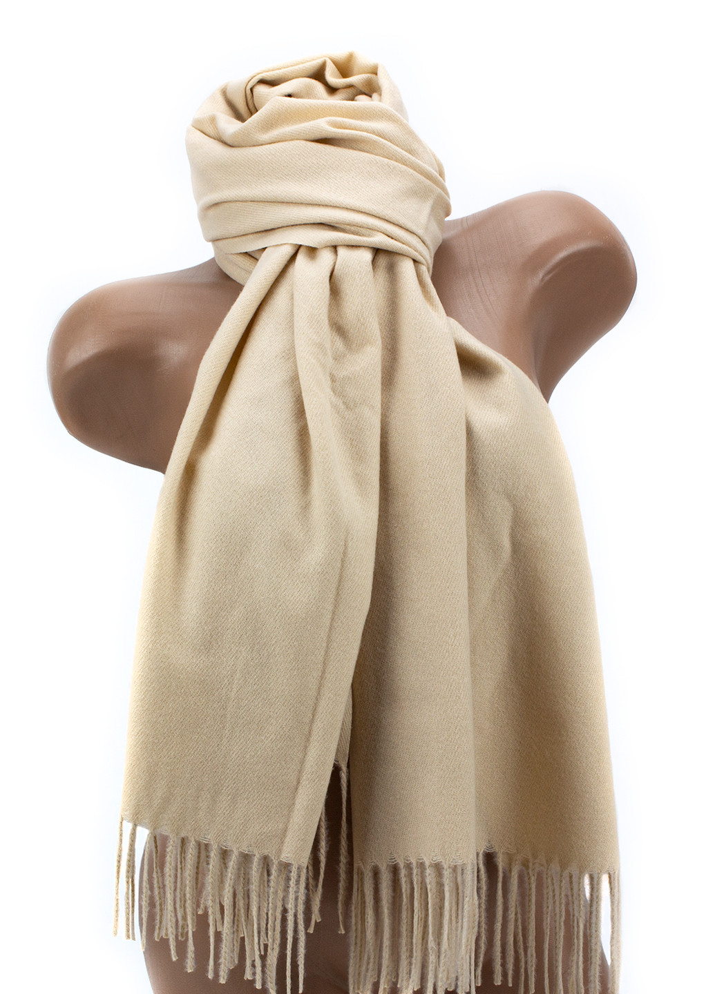 Жіночий однотонний шарф з бахромою, бежевий Corze gs-1011 (269449218)