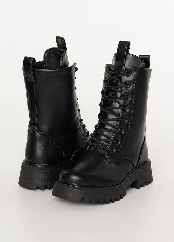Черные зимние ботинки для девочки цвет черный цб-00232388 Kimboo