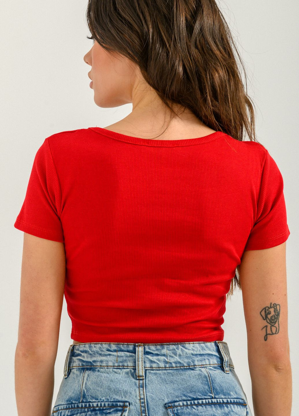 Красная футболка женская укороченная красная Pink Woman