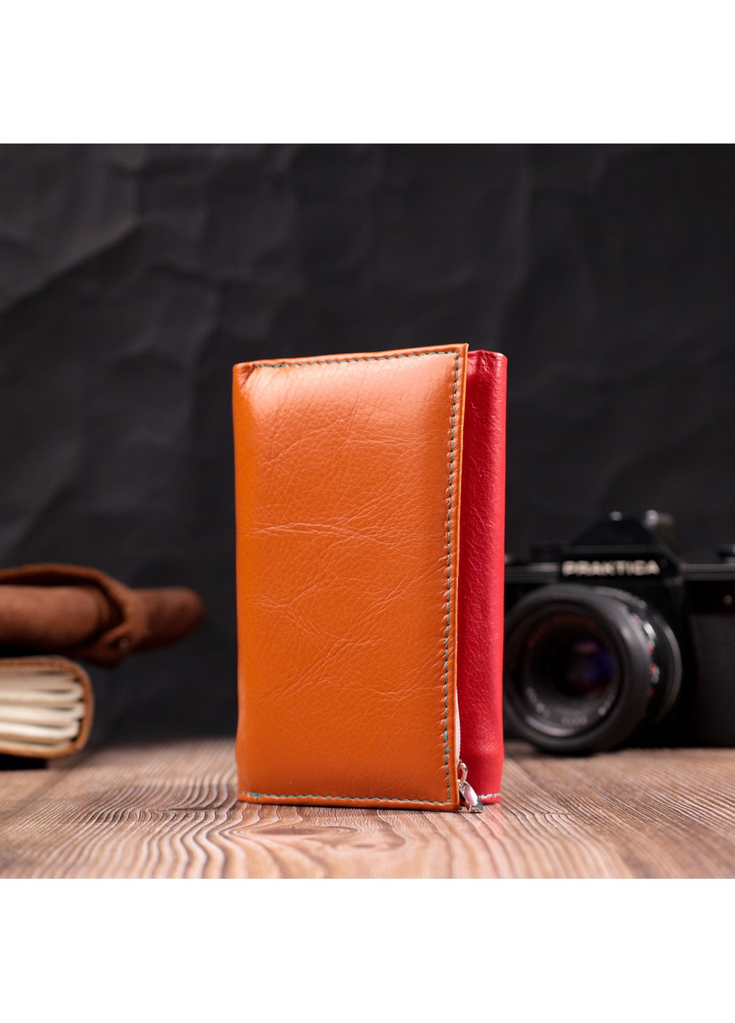 Шкіряний гаманець в три складання для жінок 19442 Різнокольоровий st leather (277980432)