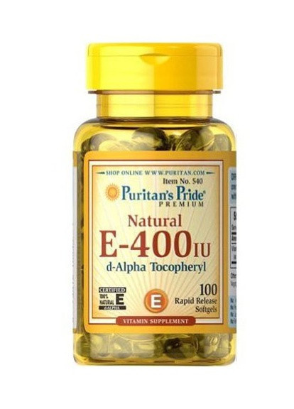 Puritan's Pride Vitamin E-400 IU 100% Natural 100 Softgels Puritans Pride (256721093)