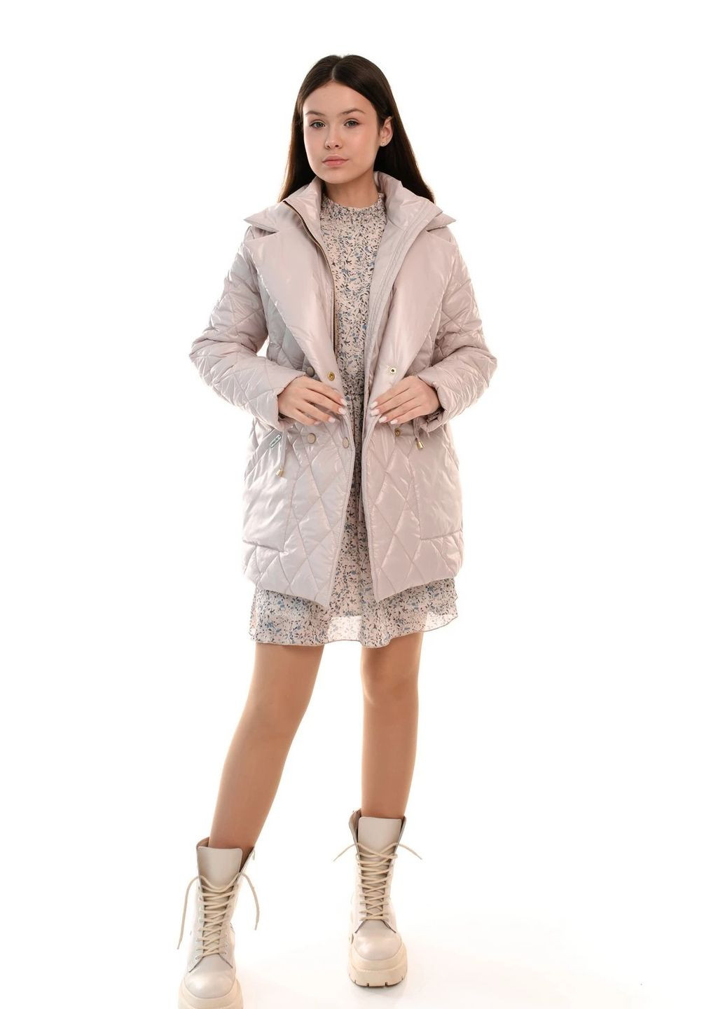 Бежевая демисезонная куртка демисезонная для девочки 8999 128 см бежевый 67491 Suzie