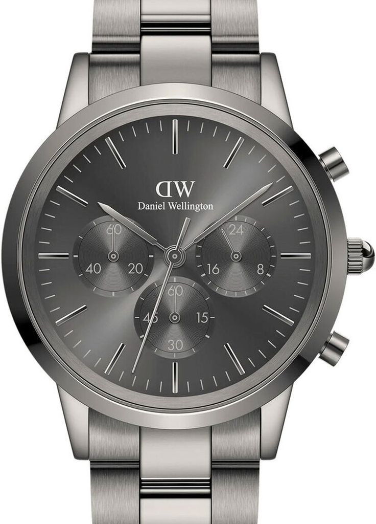 Часы Iconic Chronograph Link Graphite GM DW00100643 кварцевые классические Daniel Wellington (269696405)