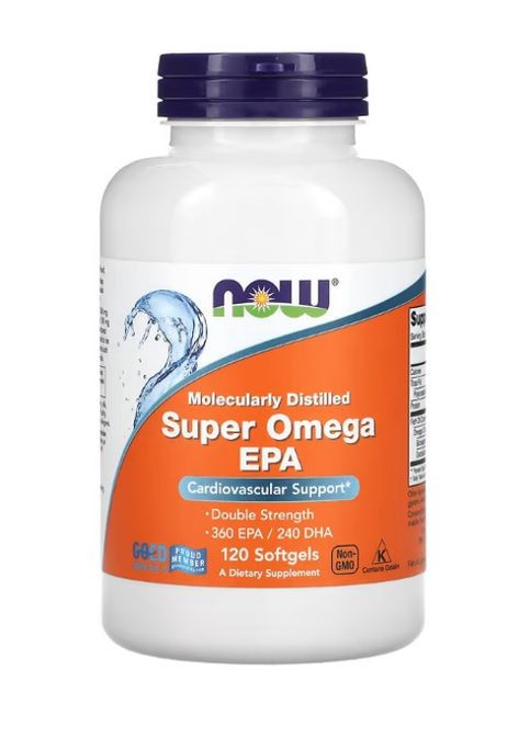 , супер омега ЕПК, Omega 3 очищена на молекулярному рівні, 120 капсул Now Foods (266146519)