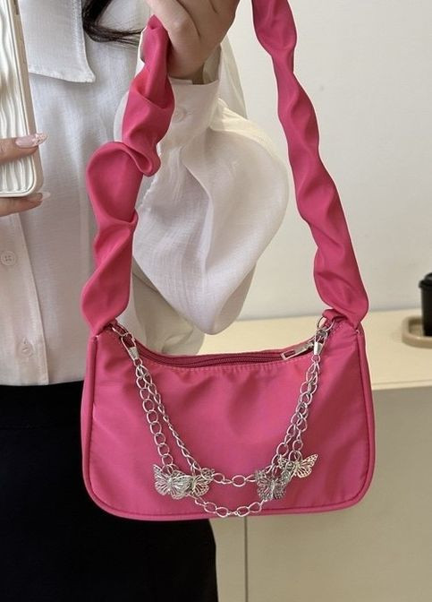 Жіноча класична сумка 6579 через плече клатч на короткій ручці багет червона No Brand (276062774)