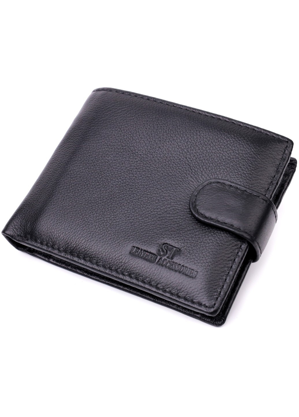 Горизонтальний чоловічий гаманець із натуральної шкіри 22443 Чорний st leather (277980563)