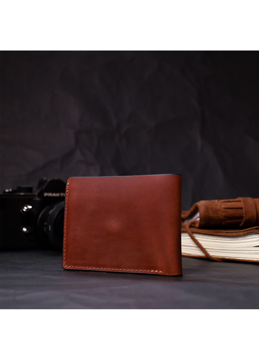 Компактний гаманець із натуральної шкіри без застібки 11661 Коричневий Grande Pelle (267507182)