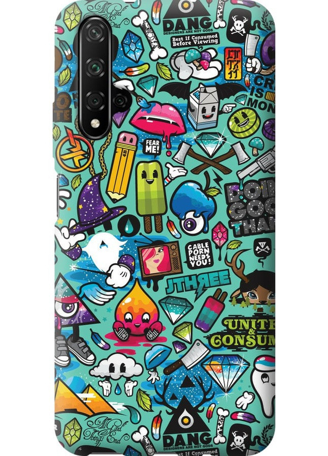 Силиконовый чехол 'Стикер бомбинг 1' для Endorphone Huawei Honor 20 (257954418)