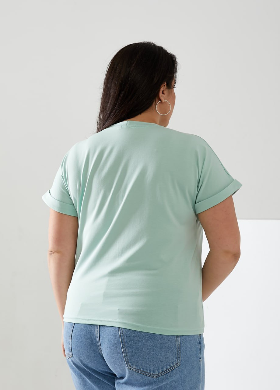 М'ятна жіноча футболка california колір м'ятний р.42/46 432427 New Trend