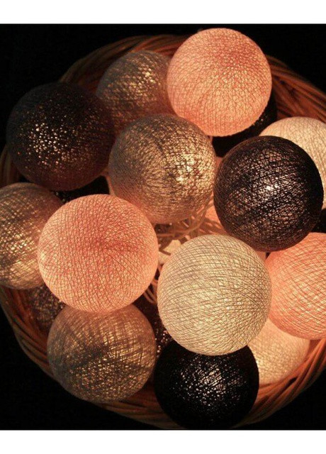 Тайская гирлянда фонарики CBL Pink&Dark 35 шариков от USB, 4м Cotton Ball Lights (257960443)