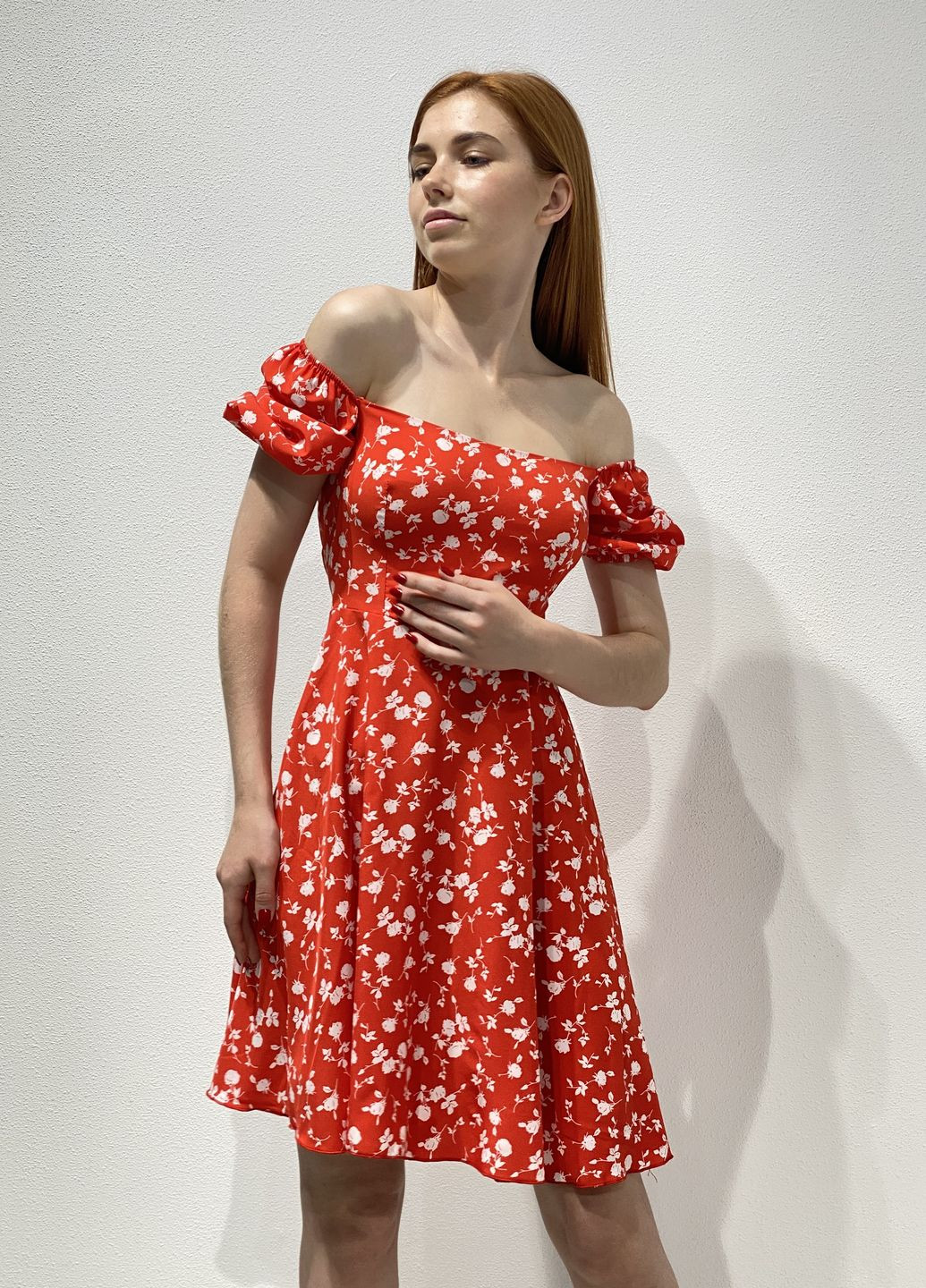 Красное повседневный платье CHICLY с цветочным принтом