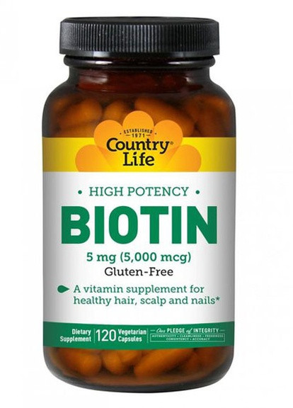 High Potency Biotin 5 mg 120 Caps Country Life (256723885)
