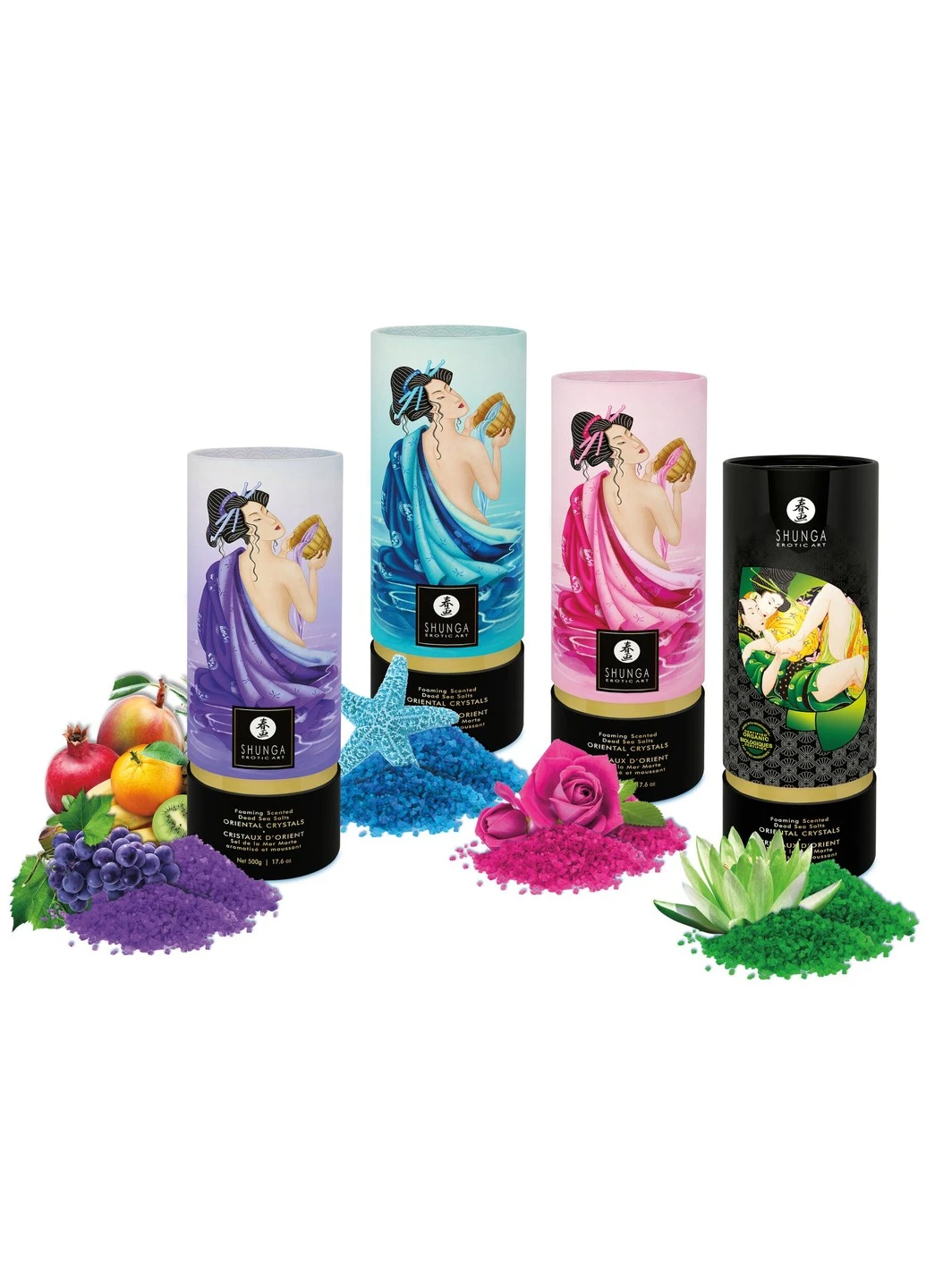 Пенящаяся соль для ванны Dead Sea salt Oriental Crystals — Exotic Fruits (500 г), соль Мертво Shunga (277235893)