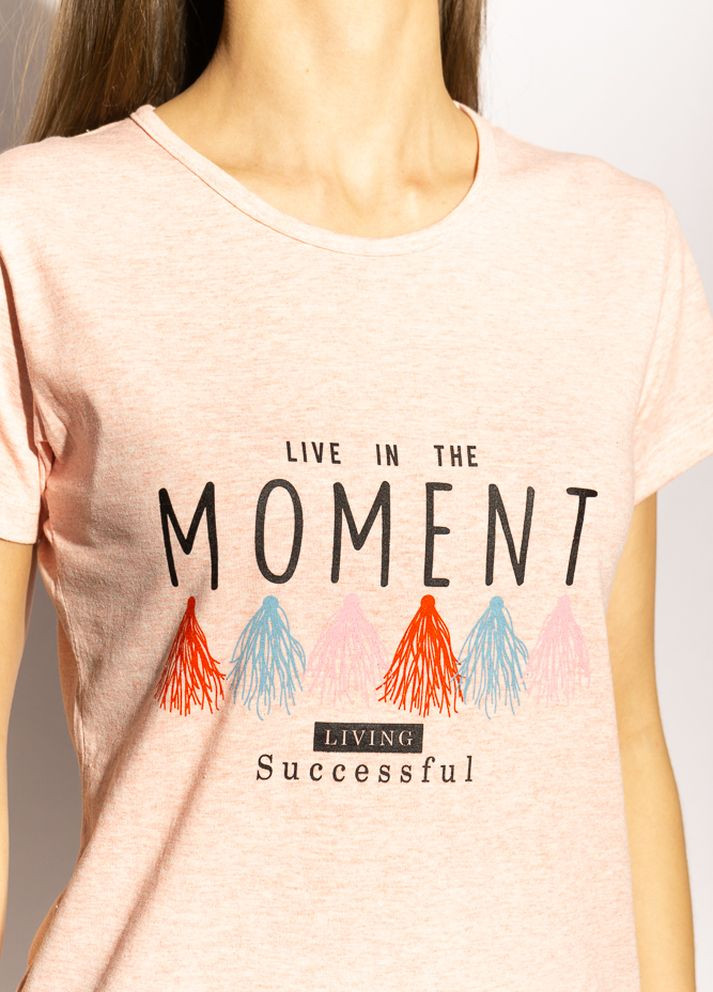 Бесцветная летняя футболка женская moment (розовый меланж) Time of Style