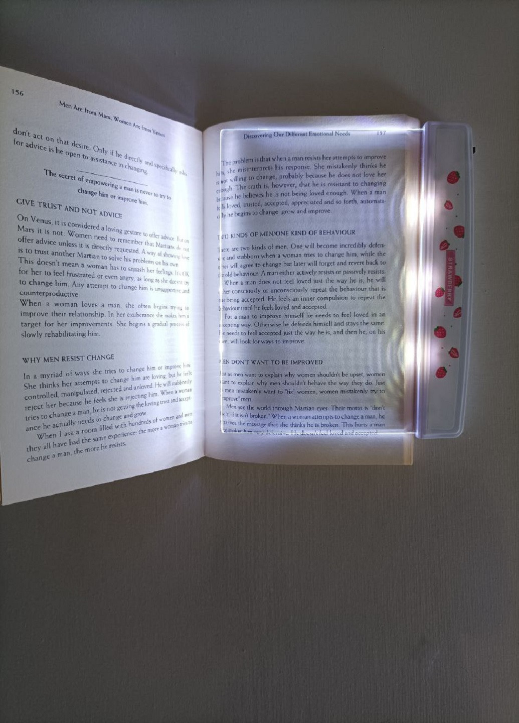 Светильник для чтения книг в темноте с клубничками, книжная светодиодная лампа плоская, белый с клубничками. No Brand (258472170)