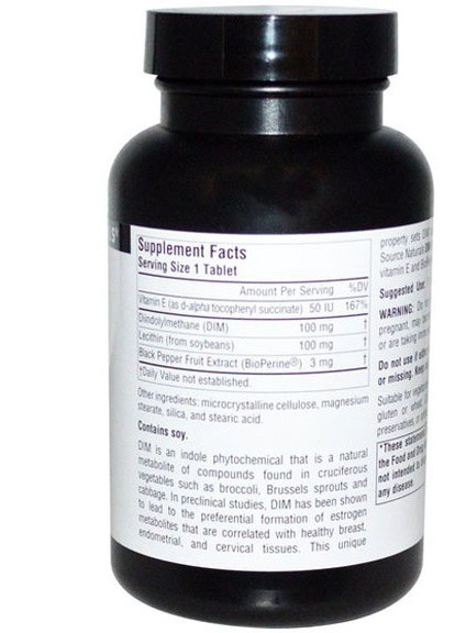 DIM (Diindolylmethane) 100 mg 120 Tabs Source Naturals (256724402)
