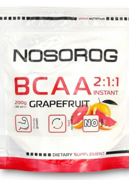 Амінокислоти BCAA 211 200 г (Грейпфрут) Nosorog Nutrition (277162713)
