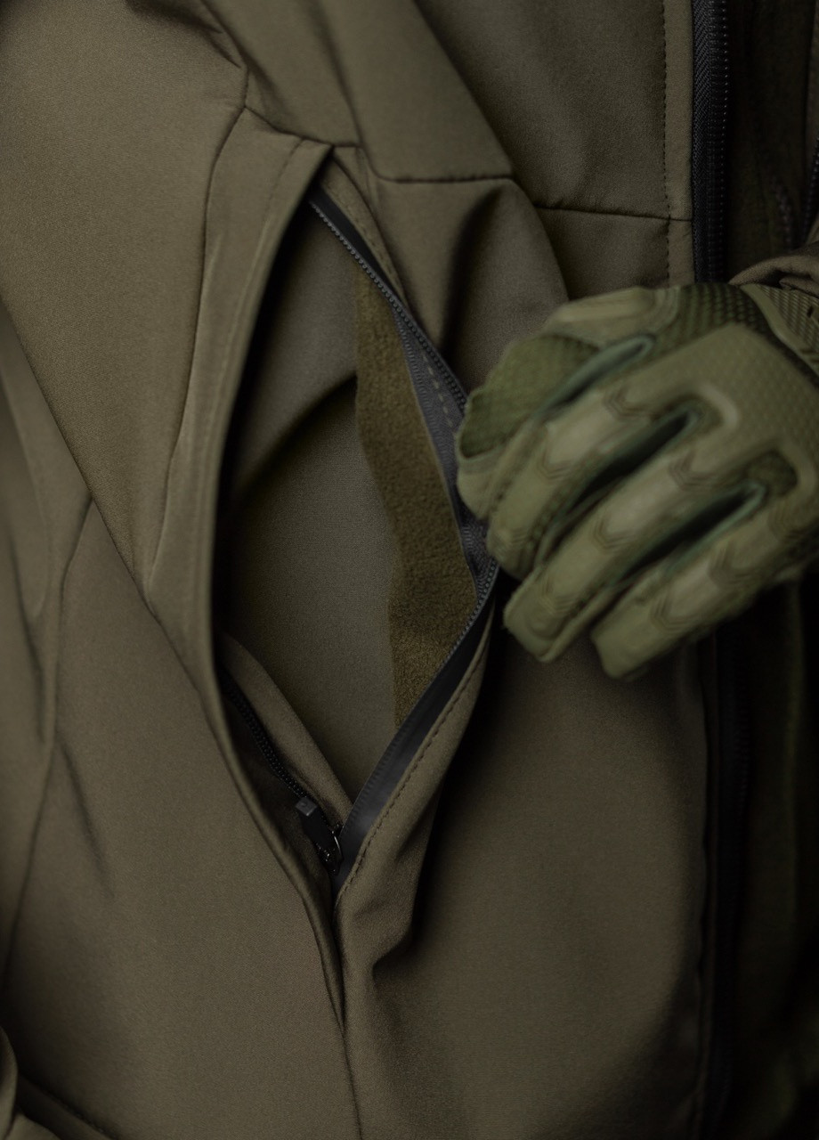 Оливкова (хакі) демісезонна куртка softshell робокоп хакі BEZET