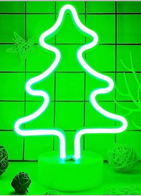 Неоновый ночник - светильник Елочка Neon Decoration Lamp (27x18x10 см, USB, 3хАА, 5 В, лампа) - Зеленый China (271838973)