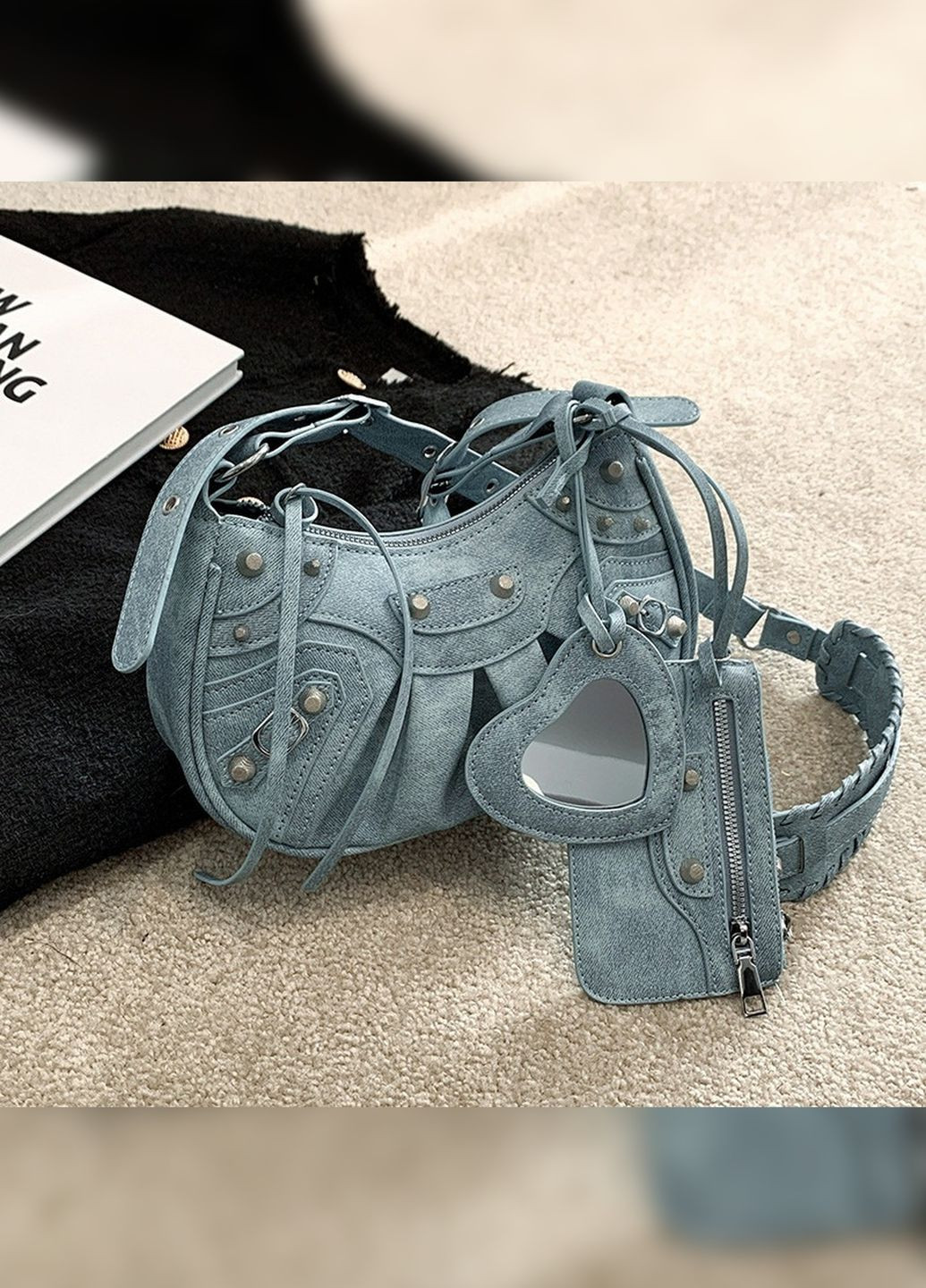 Женская сумка 8821 кросс-боди джинсовая голубая No Brand (276775967)