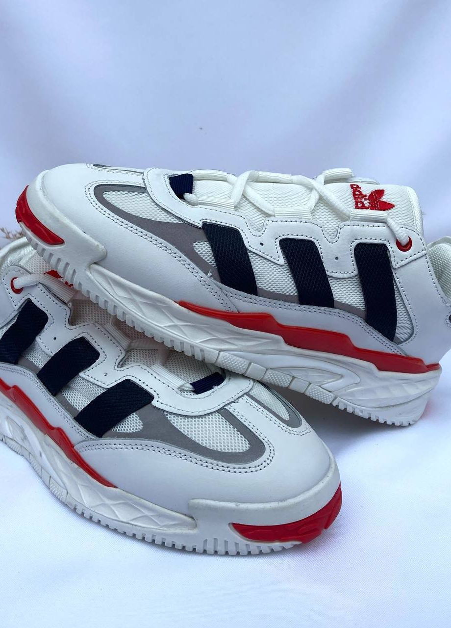 Белые демисезонные кроссовки с лого niteball white-red Vakko