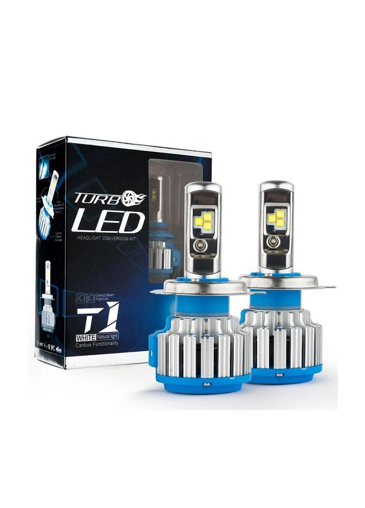 Комплект світлодіодних ламп TurboLed T1 H4 6000K 50W 12/24v CanBus з активним охолодженням No Brand (277815368)