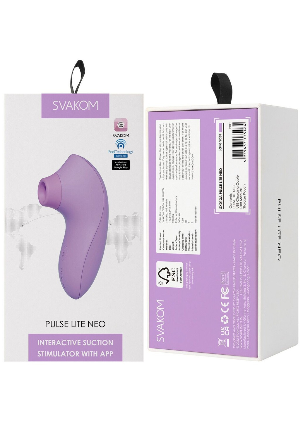 Вакуумный стимулятор Pulse Lite Neo Lavender, управляется со смартфона Svakom (277236766)