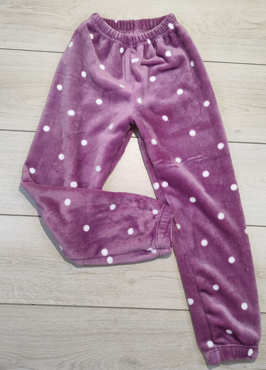 Фіолетова зимня піжама для дівчинки горох кофта + брюки Витуся пижама