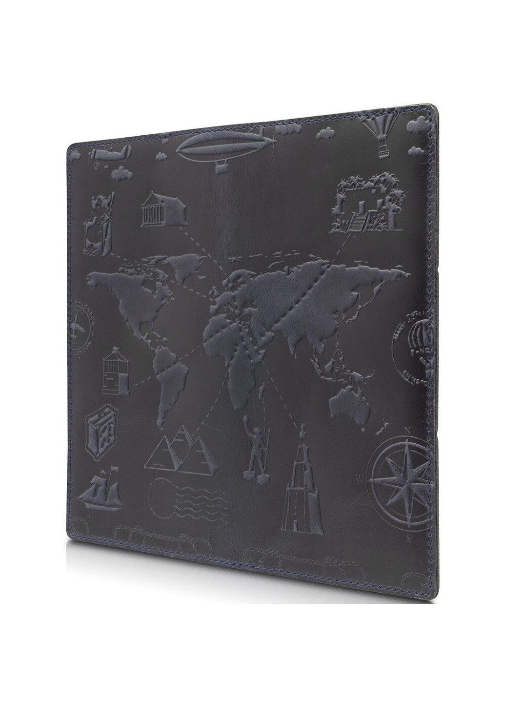 Кожаный бумажник «7 wonders of the world» WP-03 Shabby Ink Темно-синий Hi Art (268371894)