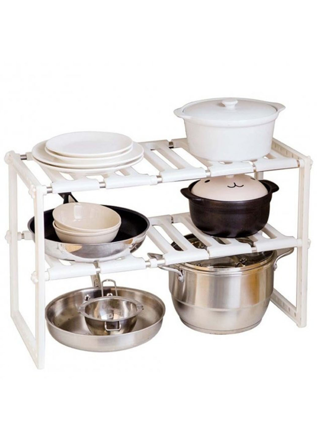 Унівкрсальна регульована полиця для зберігання Kitchen Rack розсувний органайзер для кухонного приладя 38-70 см Idea (272795981)