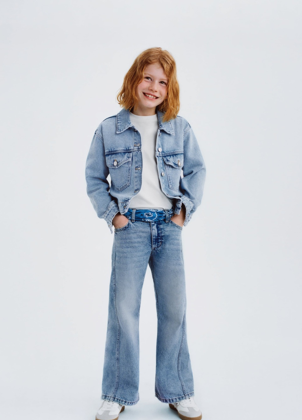 Голубая демисезонная джинсовая куртка для девочки 8761 122 см голубой 65467 Zara